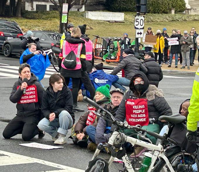 community protesters block an intersection in Washington, D.C.