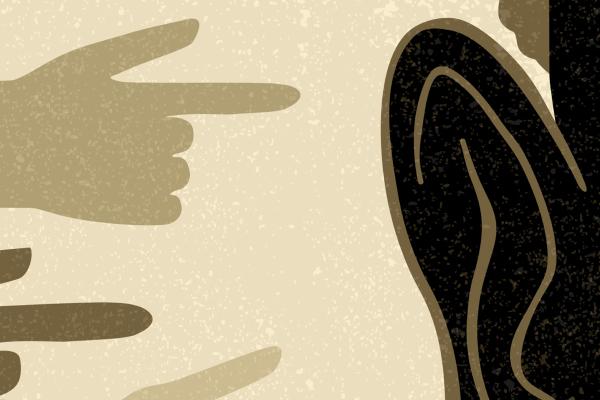 Graphic of Fingers pointing at head